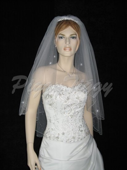 2 Tier White Wedding Bridal Veil Fingertip Swarovski Crystals Wedding ...