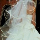 4 Tier White Wedding Bridal Veil Fingertip Length Wedding Dress Tiara V111wt