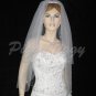 2 Tier White Bridal Fingertip Beaded Dangles Wedding Tiara Veil V112wt