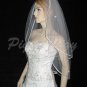 2 Tier White Bridal Satin Edge Fingertip Swarovski Crystal Rhinestones Wedding Veil V117wt