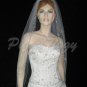 1 Tier White Bridal Fingertip Length Cut Edge Beaded Wedding Tiara Veil V121wt