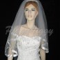 2 Tier White Bridal Fingertip Length 1" Satin Edge Wedding Tiara Veil V122wt