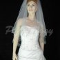 2 Tier White Bridal Fingertip Scallop Bead Embroider Wedding Tiara Veil V123wt