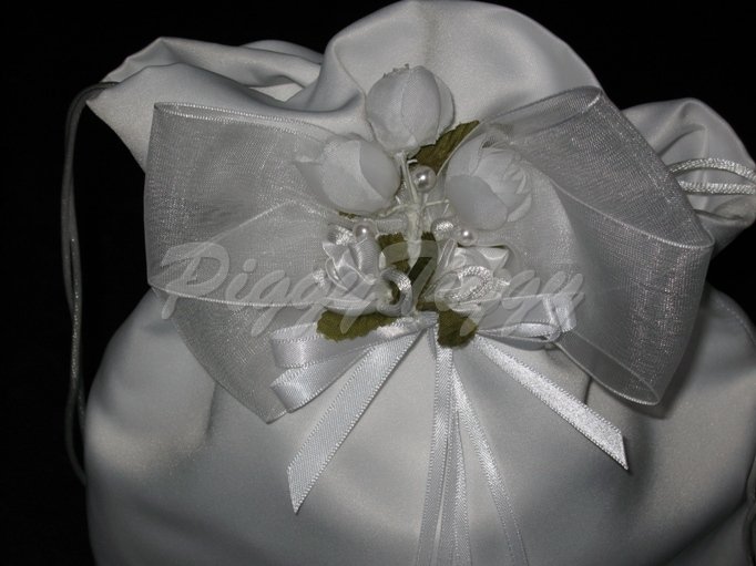 white satin bridal purse