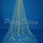 1 Tier Bridal Wedding Veil Ivory Cathedral Cut Embroider Beaded 100x100 Vmav78iv