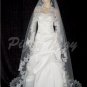 White Cathedral Mantilla Bridal Wedding Veil with 5" Lace Swarovski Crystals 104x80 v681wt