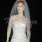 2T 2 Tier White Elbow Length Pearl Accents Filigree Edge Wedding Bridal Tiara Veil 01we