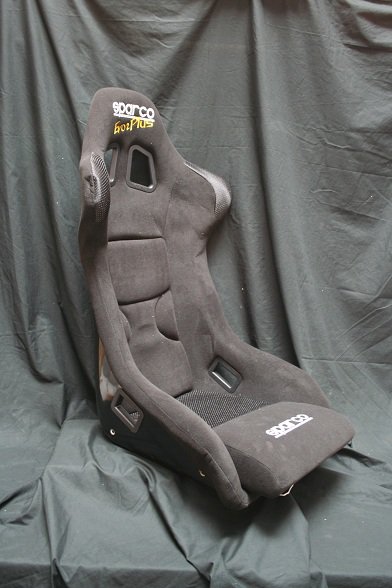 *PAIR* Sparco EvO II Plus Black Plain Cloth / Black FRP Shell