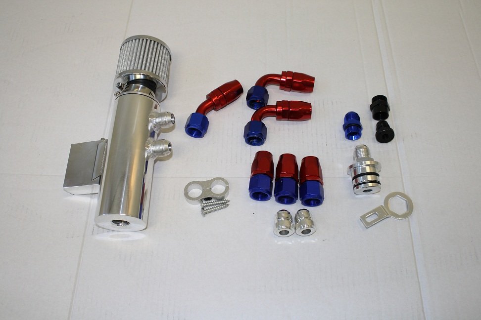 Private Label MFG Power Driven OIL CATCH CAN / BREATHER TANK STREET KIT W/ HOSES (UNIVERSAL)