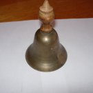 Antique Handheld Brass School Bell with Wooden Handle