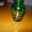 Anchor Hocking Forest Green Mini Vase with Gold Trim