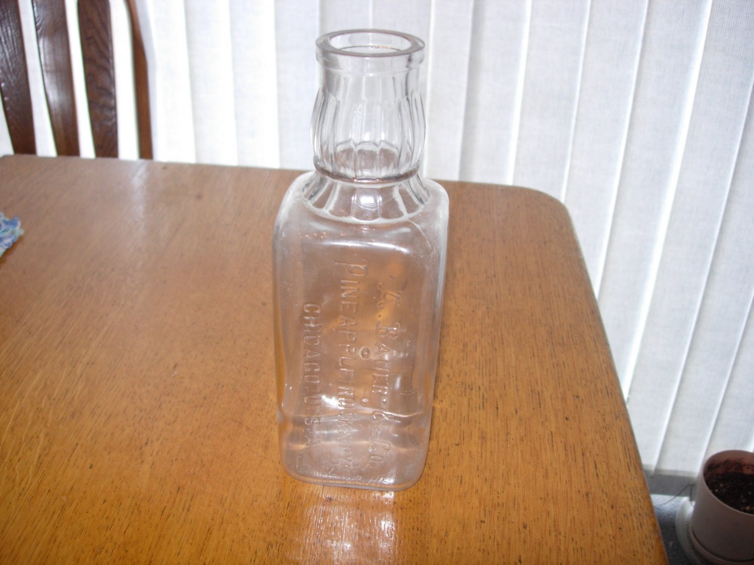 Antique A Bauer & Co Pineapple Rock & Rye Bottle Chicago USA