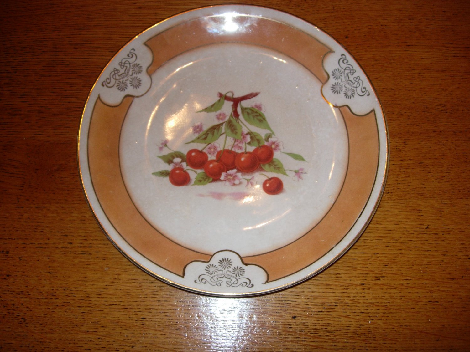 Vintage D.E. McNicol China Diner Plate with Cherry Design Clarksburg W Va