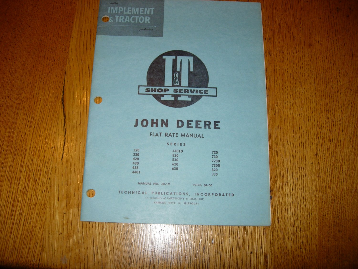 I & T Shop Service JOHN DEERE Flat Rate Manual JD-19