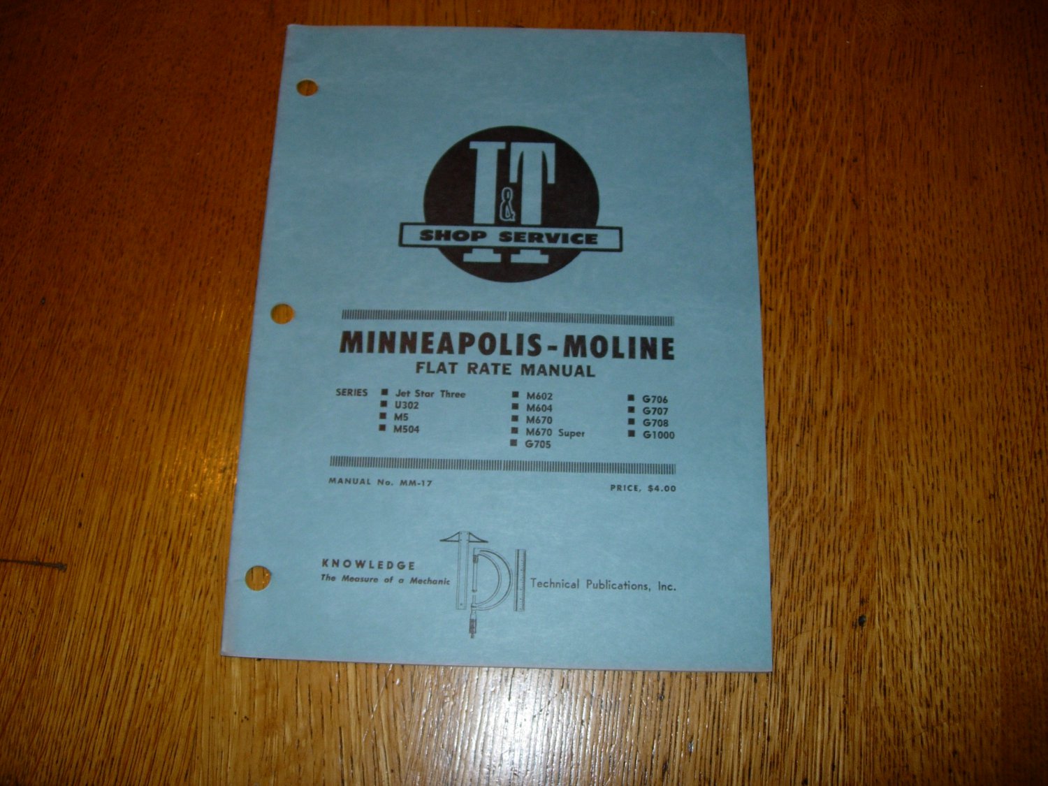 I & T Shop Service Minneapolis Moline Flat Rate Manual