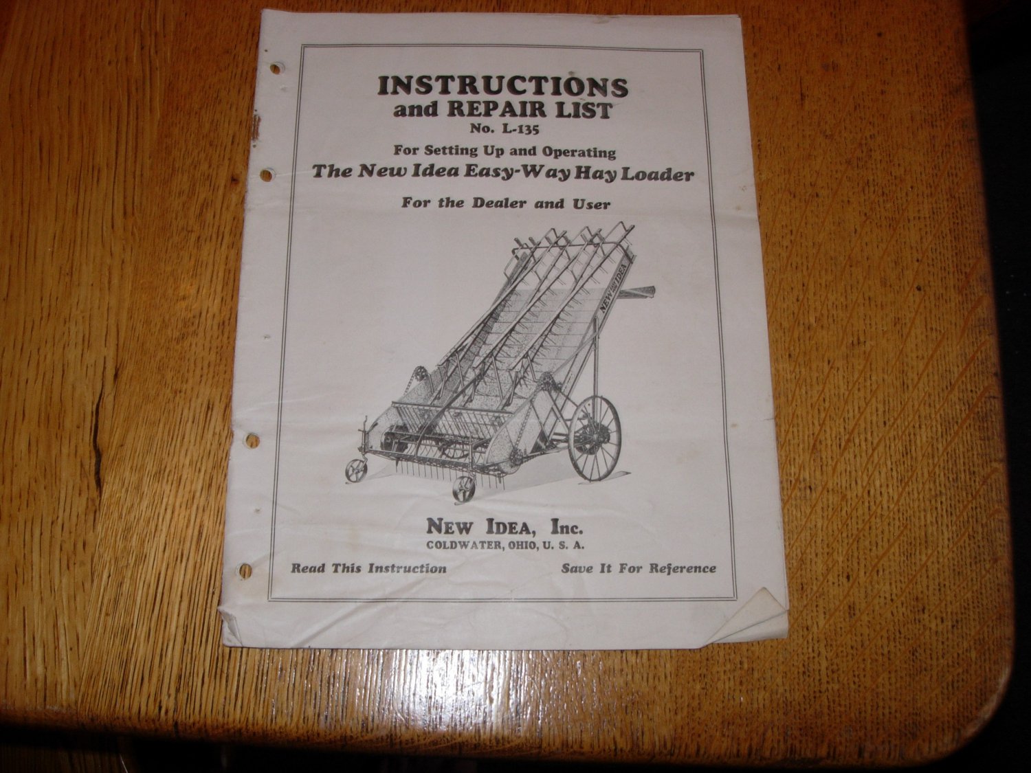 New Idea L-135 Easy-way Hay Loader Set Up and Operators Manual