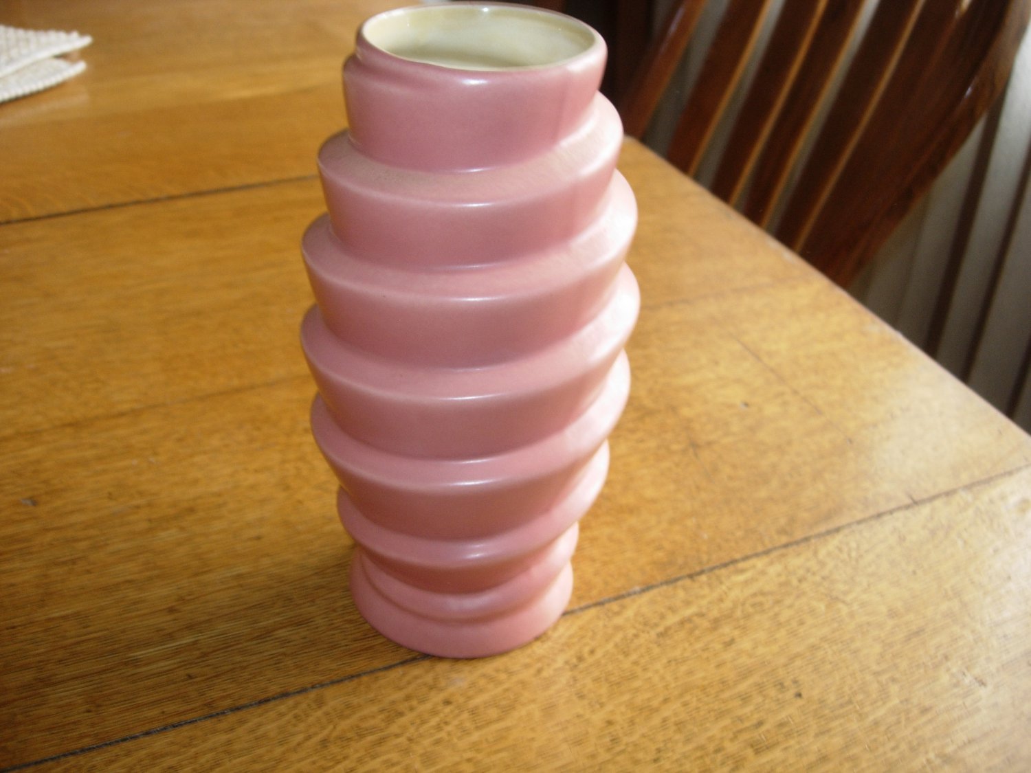 Red Wing Pottery Matte Pink  Spiral Vase USA 1632