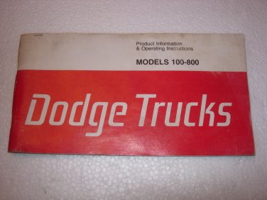 1976 Dodge Truck Models 100 - 800 Operators Owners Manual