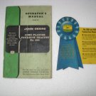 John Deere 490 Corn Planter Operators Manual with Blue Ribbon Card.