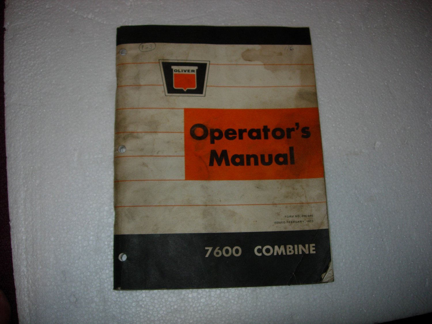 Oliver 7600 Combine Operators Owners Instructions Manual