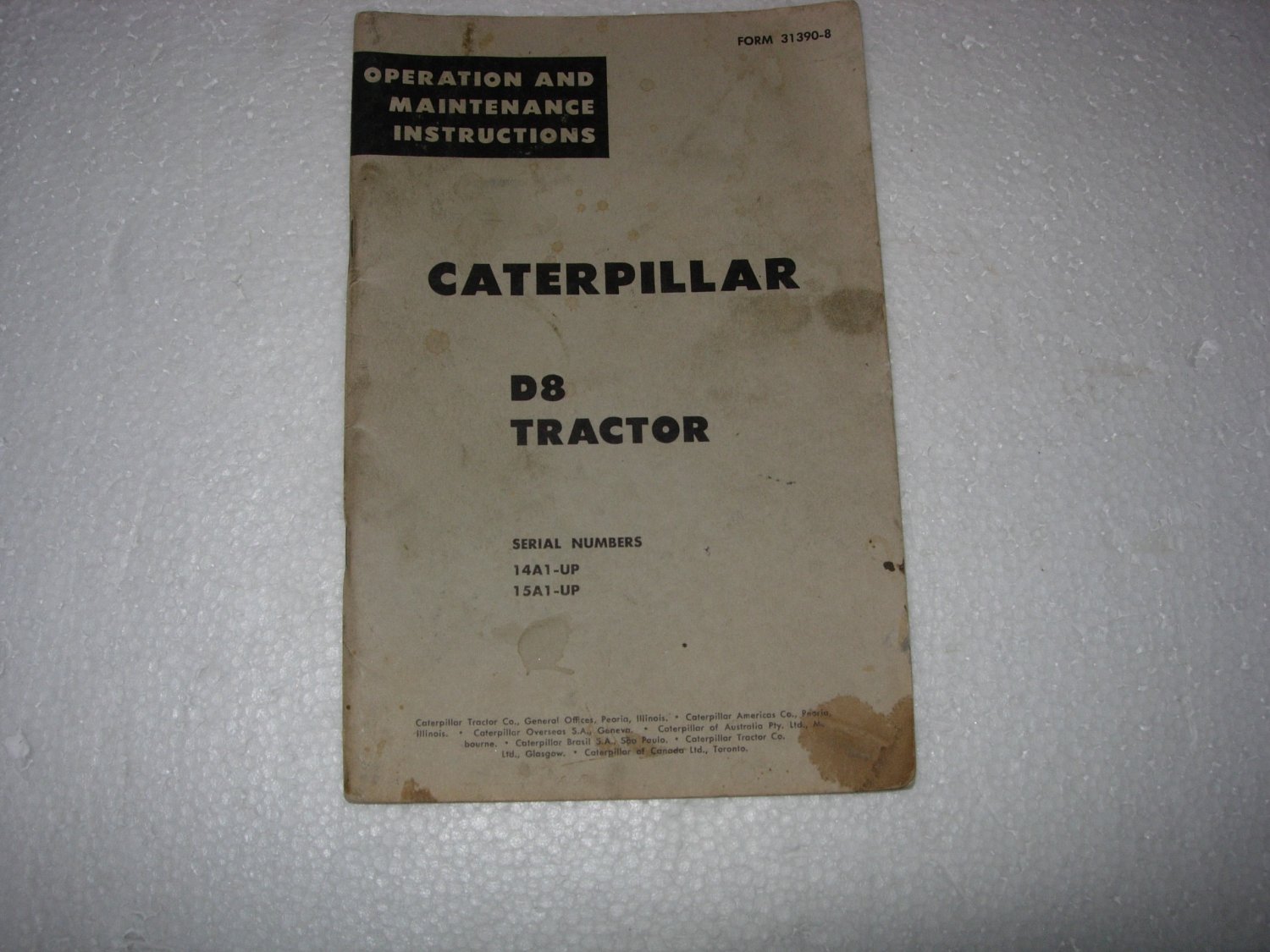 Caterpillar D8  Tractor Operators Manual