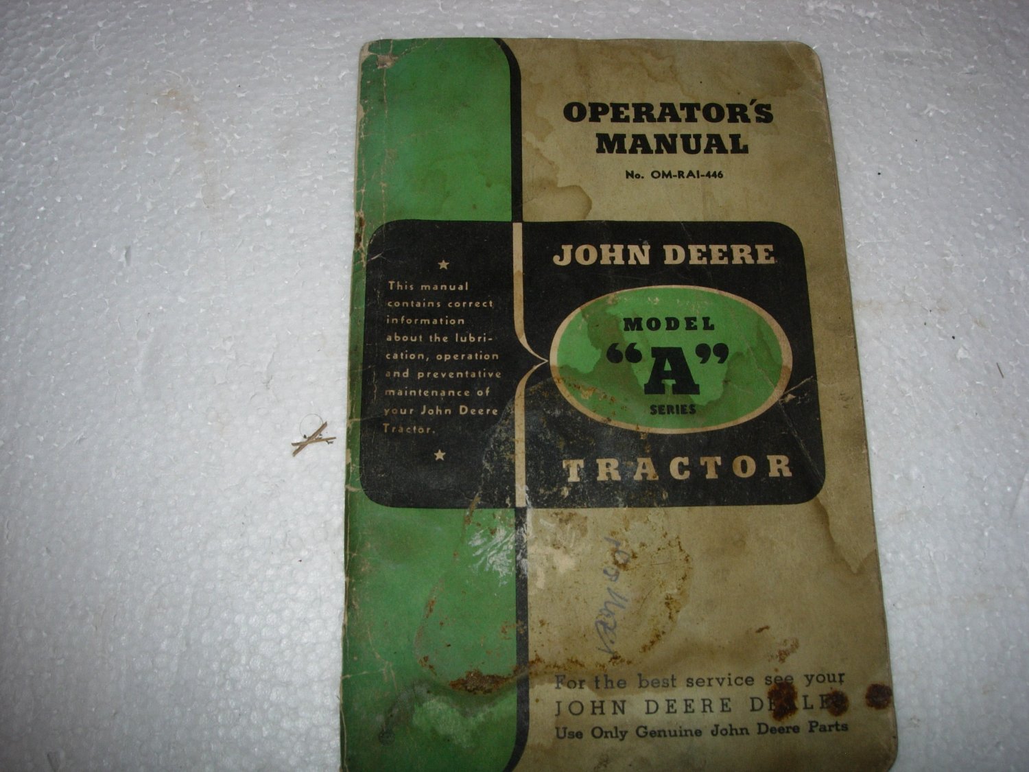 John Deere Model A Tractor Operators Manual