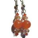Pink  artisan earrings dangle with crystal rondelles and Indian Pink Swarovski bicones ID GCr103