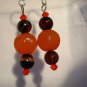 Orange mango artisan earrings highlighting Carnelian pumpkin beads silver plated earwires ID CA146