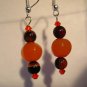 Orange mango artisan earrings highlighting Carnelian pumpkin beads silver plated earwires ID CA146