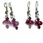 Magenta purple earrings artisan gemstone handmade on silverplated earwires ID AC119