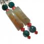 Crackle earrings artisan handmade on silver plated earwires in turquoise beads and pinks ID LA142