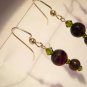 Grape purple earrings of fired faceted agate handmade artisan on surgical steel ear wires ID AA155