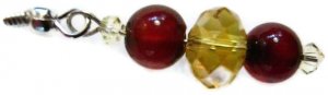 Topaz crystal  earrings red agate beads Swarovski Jonquil on silverplated earwires ID CrA166