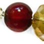 Topaz crystal  earrings red agate beads Swarovski Jonquil on silverplated earwires ID CrA166
