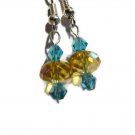 Golden topaz crystal earrings artisan handmade on silver plated earwires ID CrCr161
