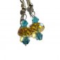 Golden topaz crystal earrings artisan handmade on silver plated earwires ID CrCr161