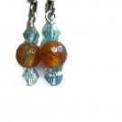 Handcrafted amber agate earrings on silverplated ear hooks