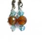 Handcrafted amber agate earrings on silverplated ear hooks