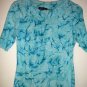 DUNIA Brand Aqua Blue Tye-Dye Pattern Shirt Top Women's Petite Size Small P/S