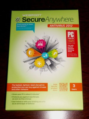 Webroot SecureAnywhere Antivirus 2012 Windows Security Software 3 PC User NEW