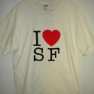 I Heart (Love) SF, Classic San Franscisco California White T-Shirt, Size Large L