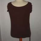 FOREVER 21 Dark Brown Cap Sleeve Women's Wide Neck Blouse Casual Shirt Pre-owned