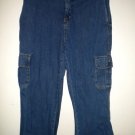 Cherokee Brand Cute Women's 100% Cotton Blue Jeans Cargo Pants Size 4 Bluejeans