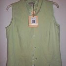 TOMMY BAHAMA Monaco Vest, Light Green Silk Button Down Blouse Shirt, Size S NEW