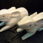 Set of 2 Adorable Vintage Hand Carved Wooden Bunny Rabbit Figures For Easter