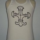 F.U.C. Funky Unique Clothing, Goth Cross White Tank Top T-Shirt Women's Sz S NEW