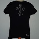 F.U.C. Funky Unique Clothing Black & White Cross T-Shirt Women's Sz Large L, NEW