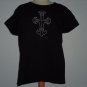F.U.C. Funky Unique Clothing, White Goth Cross Black T-Shirt Women's Size XL NEW