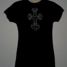 F.U.C. Funky Unique Clothing, Goth Cross Black T-Shirt Women's Size Large L, NEW
