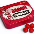 BACON GUMBALLS Pork Flavored Chewing Gum Balls Novelty Candy Tin (22 Pieces) NEW
